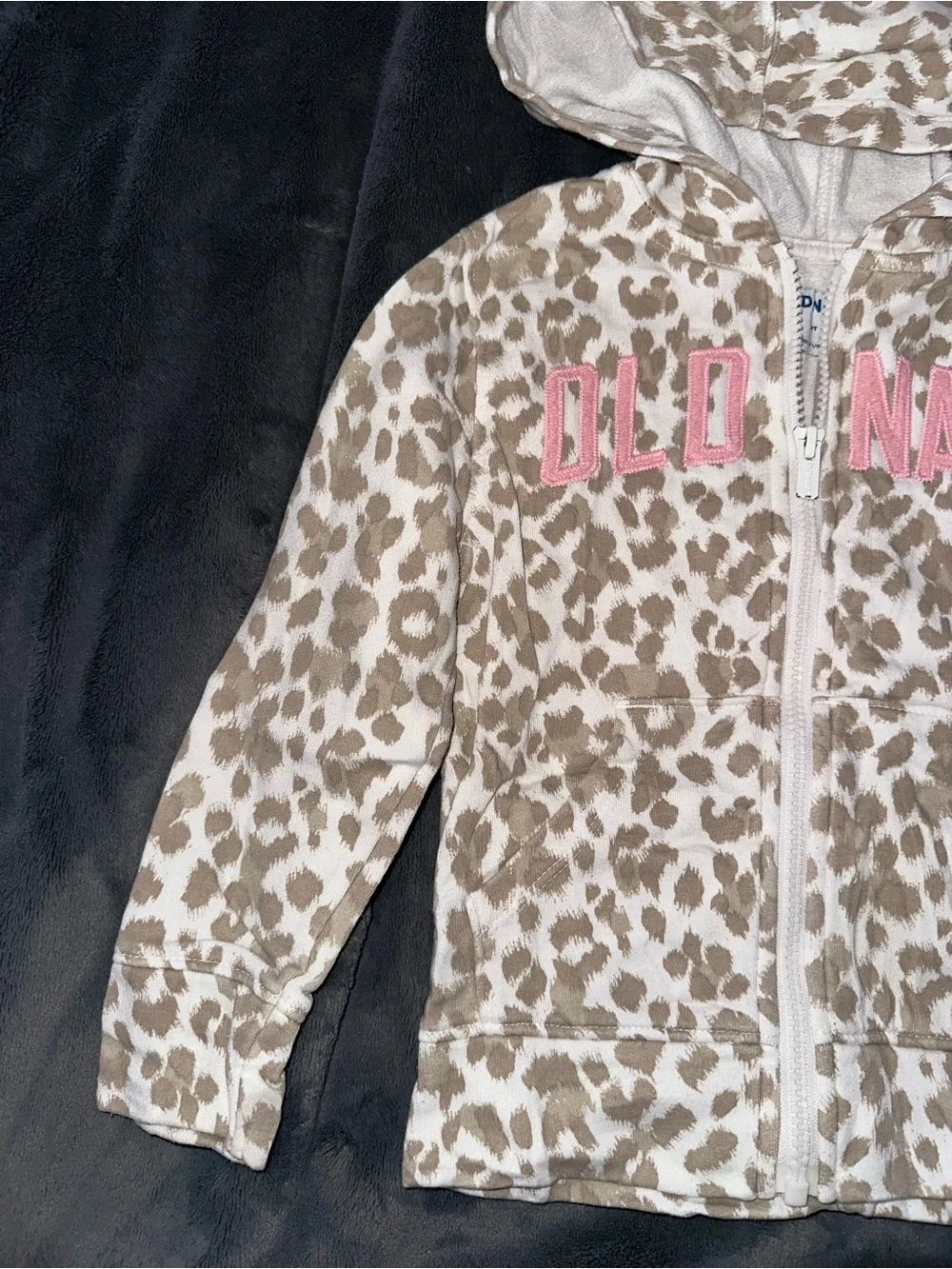 Old Navy toddler Beige Leopard Zip Hoodie